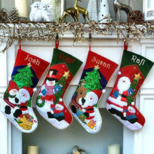 CHRISTMAS STOCKINGS Applique Santa and Friends Christmas Stockings Embroidered with Names or Personalized Monogram for Kids and Adults