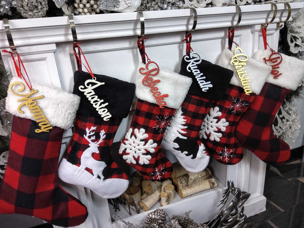 Buffalo Check Stocking, Plaid Christmas Stocking, Personalized Fur