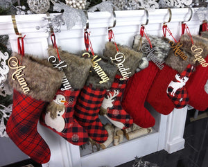 CHRISTMAS STOCKINGS Christmas Stocking Name Tags Personalized Stocking Wood Letters Custom Gold White Name Tags Christmas Rustic Country Farmhouse cutout Modern