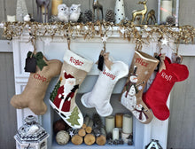 CHRISTMAS STOCKINGS Dog Bone Christmas Stockings Christmas Decor Embroidered Personalized Holiday Pet with Bone Customized Embroidered with Dog's Name