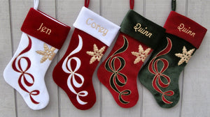 CHRISTMAS STOCKINGS Embroidered Stockings - Velvet Christmas Applique - Custom Personalized - Available in Different Colors