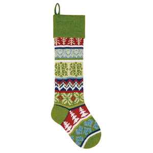 CHRISTMAS STOCKINGS GreenCufTreeBluHeart Personalized Knitted Christmas Stockings Green White Red Intarsia Fair Isle Knit Christmas Decor Deer Snowflakes Extra Large