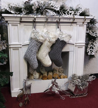 CHRISTMAS STOCKINGS Grey Off White Cable Knit Christmas Stockings with Faux Fur Cuff Personalized with Cutout Wood Name Tag Custom Family Holiday 2022
