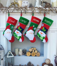 CHRISTMAS STOCKINGS Happy Snowman Embroidered Christmas Stockings - Santa Personalized, Monogram Name Personalized Stockings for Kids Festive Red White Green