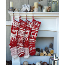 CHRISTMAS STOCKINGS Knit Christmas Stockings - Red White - Reindeer or Snowflake Design Scandinavian Nordic Modern Holiday Theme Minimalist Look Custom  Long