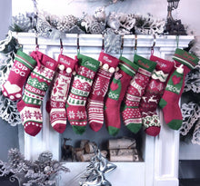 CHRISTMAS STOCKINGS Knitted Christmas Stockings Red Ivory Green Cable Knit Family with Pets Cat Mouse Dog Bone  JOY LOVE NOEL Personalize Embroider Family Xmas