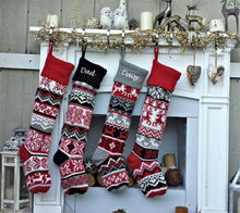 CHRISTMAS STOCKINGS Large Personalized Knitted Christmas Stockings Black Red Grey White Intarsia Fair Isle Nordic Modern Christmas Stocking Decor for Holidays