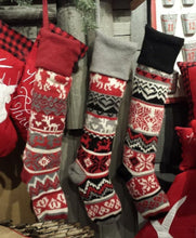 CHRISTMAS STOCKINGS Large Personalized Knitted Christmas Stockings Black Red Grey White Intarsia Fair Isle Nordic Modern Christmas Stocking Decor for Holidays