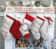 CHRISTMAS STOCKINGS Linen Christmas Stockings Dog Stocking Cat Rustic Chic Embroidered Personalized Holiday Modern Pet Paw Bone Fish Cuff Designer Names
