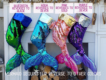 CHRISTMAS STOCKINGS Mermaid Tail Flip Sequin Christmas Stocking Reversible Girls Ladies Pink Purple Aqua Green Gold Silver Mermaid Christmas Party Decor Gift