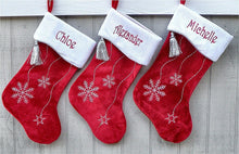 CHRISTMAS STOCKINGS Personalized Christmas Stockings Snowflake Bling Red White Silver Blue