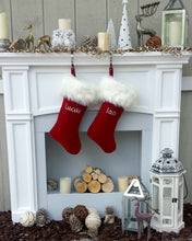 CHRISTMAS STOCKINGS Personalized Christmas Stockings Velvet 19"  Luxury Faux Fox Fur Cuff Christmas Stocking Embroidered with Names Velvet Stockings