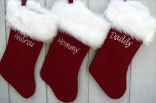 CHRISTMAS STOCKINGS Personalized Christmas Stockings Velvet 19"  Luxury Faux Fox Fur Cuff Christmas Stocking Embroidered with Names Velvet Stockings