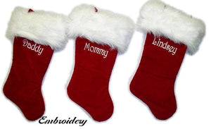 CHRISTMAS STOCKINGS Personalized Christmas Stockings Velvet 19" Luxury Faux Fox Fur Cuff Christmas Stocking Embroidered with Names Velvet Stockings
