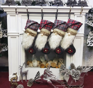 CHRISTMAS STOCKINGS Personalized Gnome Christmas Stockings 3D Kids Christmas Buffalo Check Christmas Gnomes Embroidered Names