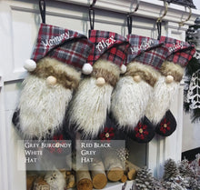 CHRISTMAS STOCKINGS Personalized Gnome Christmas Stockings 3D Kids Christmas Buffalo Check Christmas Gnomes Embroidered Names