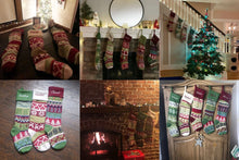 CHRISTMAS STOCKINGS Personalized Knitted Christmas Stockings Green White Red Intarsia Fair Isle Knit Christmas Decor Deer Snowflakes Extra Large