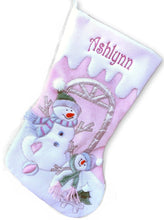 CHRISTMAS STOCKINGS Pink Children's Large Christmas Snowman Personalized stocking with Melting Ice Cuff