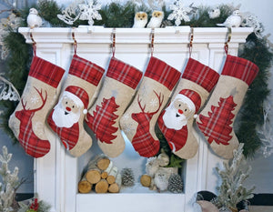 CHRISTMAS STOCKINGS Plaid Deer Santa Tree Personalized Christmas Stockings Christmas Burlap Country Kids & Family Xmas 2022