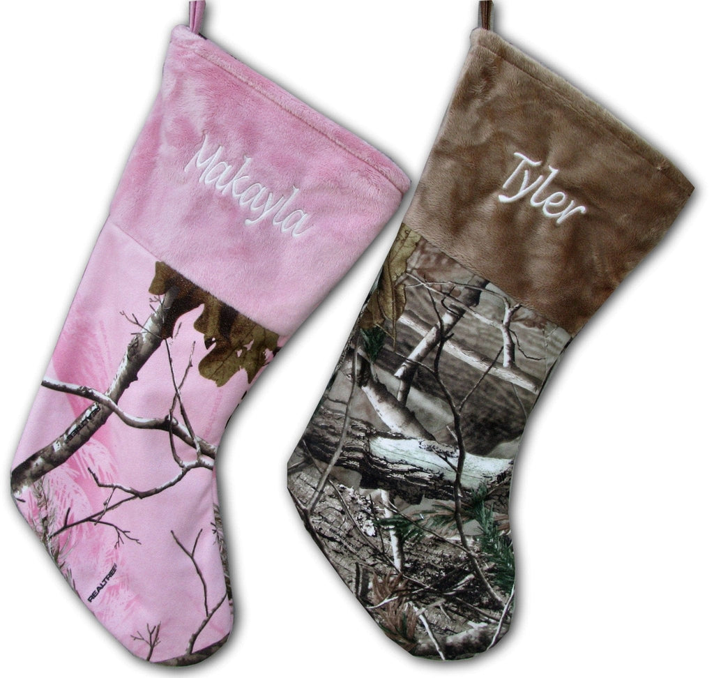 Realtree Camo Christmas Stockings Pink or Brown Personalized Embroid Realtree Christmas