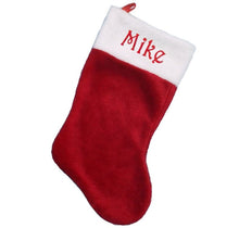 CHRISTMAS STOCKINGS Red white plush embroidered Christmas stocking - Personalized Embroidered Family Stockings - traditional red and white Christmas Stockings
