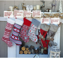 CHRISTMAS STOCKINGS Reindeer Fun & Reindeer Knit Christmas Stockings Red White Gray Scandinavian Nordic Knitted Holiday Theme Kids Adults Personalized Christmas