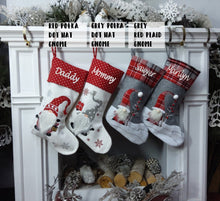 CHRISTMAS STOCKINGS Scandinavian Gnomes Personalized Christmas Stockings Christmas Plaid Red Grey for Kids and Family Xmas 2022