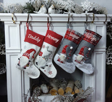 CHRISTMAS STOCKINGS Scandinavian Gnomes Personalized Christmas Stockings Christmas Plaid Red Grey for Kids and Family Xmas 2022