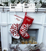 CHRISTMAS STOCKINGS Scandinavian Large 23" Personalized Christmas Stocking Christmas Snowflake Modern Minimalist Red White Candy Cane Stripes