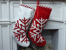CHRISTMAS STOCKINGS Scandinavian Large 23" Personalized Christmas Stocking Christmas Snowflake Modern Minimalist Red White Candy Cane Stripes