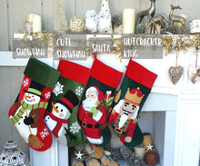 CHRISTMAS STOCKINGS Whimsical Nutcracker or Cute Snowman Tufted Velvet Children's Christmas Stockings Embroidered and Personalized with Names Family Heirloom