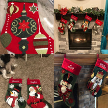 CHRISTMAS STOCKINGS Whimsical Nutcracker or Cute Snowman Tufted Velvet Children's Christmas Stockings Embroidered and Personalized with Names Family Heirloom