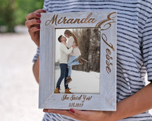 COUPLES GIFTS Barn Wood Personalized 5x7 Picture Frame Engagement Wedding Anniversary Him Her Gift Idea Present Couple Minimalist Coastal Whitewash