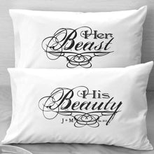 COUPLES GIFTS Couples  Pillow Cases Beauty Beast  pillowcases personalized gift idea for him or Her Bridal Shower Anniversary or Wedding