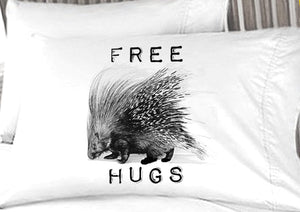 COUPLES GIFTS FREE HUGS Porcupine Pillow Case for him for her Couple Love Nerdy Geeky Funny