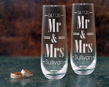 COUPLES GIFTS Future Mr and Mrs Laser Engraved Champagne Stemless Mimosa Flutes Glassware 25th Anniversary Gift for Couple Wedding Decorations for Couples