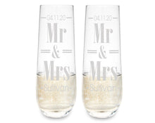 COUPLES GIFTS Future Mr and Mrs Laser Engraved Champagne Stemless Mimosa Flutes Glassware 25th Anniversary Gift for Couple Wedding Decorations for Couples