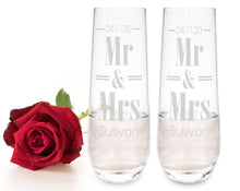 COUPLES GIFTS Future Mr and Mrs Laser Engraved Champagne Stemless Mimosa Flutes Glassware 25th Anniversary Gift for Couple Wedding Decorations for Couples