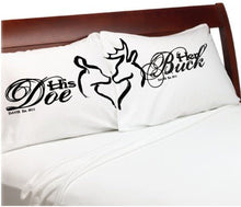 COUPLES GIFTS Her Buck His Doe Kissing Pillowcases Boyfriend Girlfriend Couple Anniversary Pillowcases Love Hunter