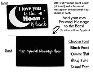 COUPLES GIFTS I Love You Personal Black Wallet Card for Men Husband Women Laser Engraved Metal Wallet Insert Message Card Groom Gift for Anniversary