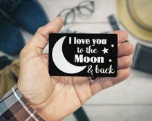 COUPLES GIFTS I Love You Personal Black Wallet Card for Men Husband Women Laser Engraved Metal Wallet Insert Message Card Groom Gift for Anniversary