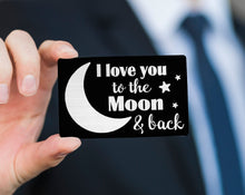 COUPLES GIFTS I Love You Personal Black Wallet Card for Men Husband Women Laser Engraved Metal Wallet Insert Message Card Groom Gift for Anniversary