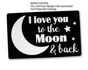 COUPLES GIFTS I Love You Personal Black Wallet Card for Men Husband Women Laser Engraved Metal Wallet Insert Message Card Groom Gift for Anniversary