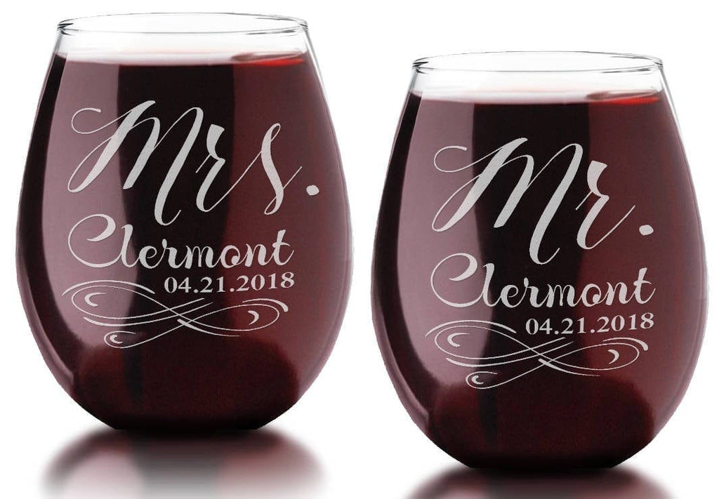 Custom Wedding Stemless Small Wine Glasses 49 Designs to Choose