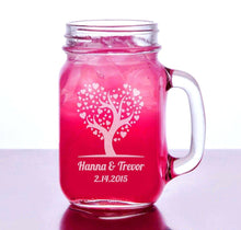 COUPLES GIFTS Love Tree Wedding Gift Idea Engraved Mason Mug 16oz Personalized Anniversary Present for Boyfriend, Girlfriend, Engagement, Couples