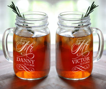 COUPLES GIFTS MR and MR Engraved Wedding Mason Jars Personalized Set of 2 His and  His Gay Couple Weddding Gift LGBT Anniversary Mug Glasses Civil Union