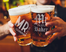 COUPLES GIFTS Mr. Laser Engraved Beer Mug for Men One Rustic Wedding Groom 60th Anniversary Gift For Him 70th Birthday Personalized Engaged Adult Gifts