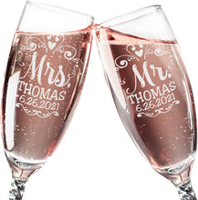 COUPLES GIFTS Mr. Mrs. Wedding Reception Celebratory Flutes Twisty Stem Groom Bride Champagne Glass Favor Gift for Couple Newlywed Mr Mrs Him Her Glasses