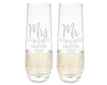 COUPLES GIFTS New Mr. and Mrs. Stemless Champagne Glasses Grandma Grandpa Personalized 50th Wedding Anniversary Decorations Bride Groom Party Favors