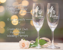 COUPLES GIFTS Newlyweds Mr. Mrs. Custom Engraved Engaged Wine Champagne Flutes 45th Anniversary Gift for Couples Wedding Centerpiece Set of 2 Bride Groom